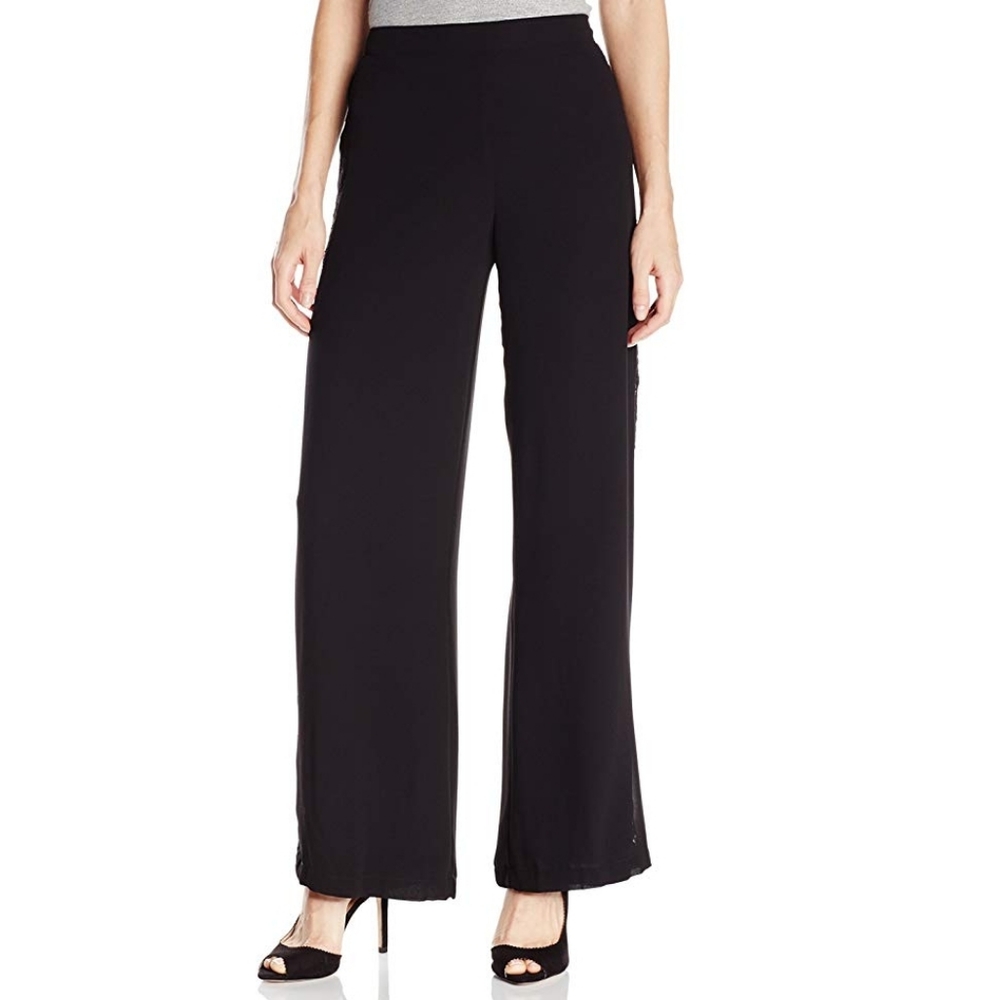 Ny Collection Womens Chiffon Lace Trim Pants